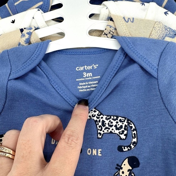 CARTER'S Set of 5 Animal Onesie Bodysuits 3 Months NEW - Picture 3 of 7